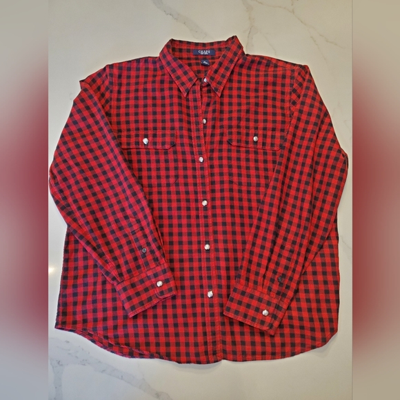 Chaps Plaid Red and Black Button-Up Shirt XL - Picture 3 of 4